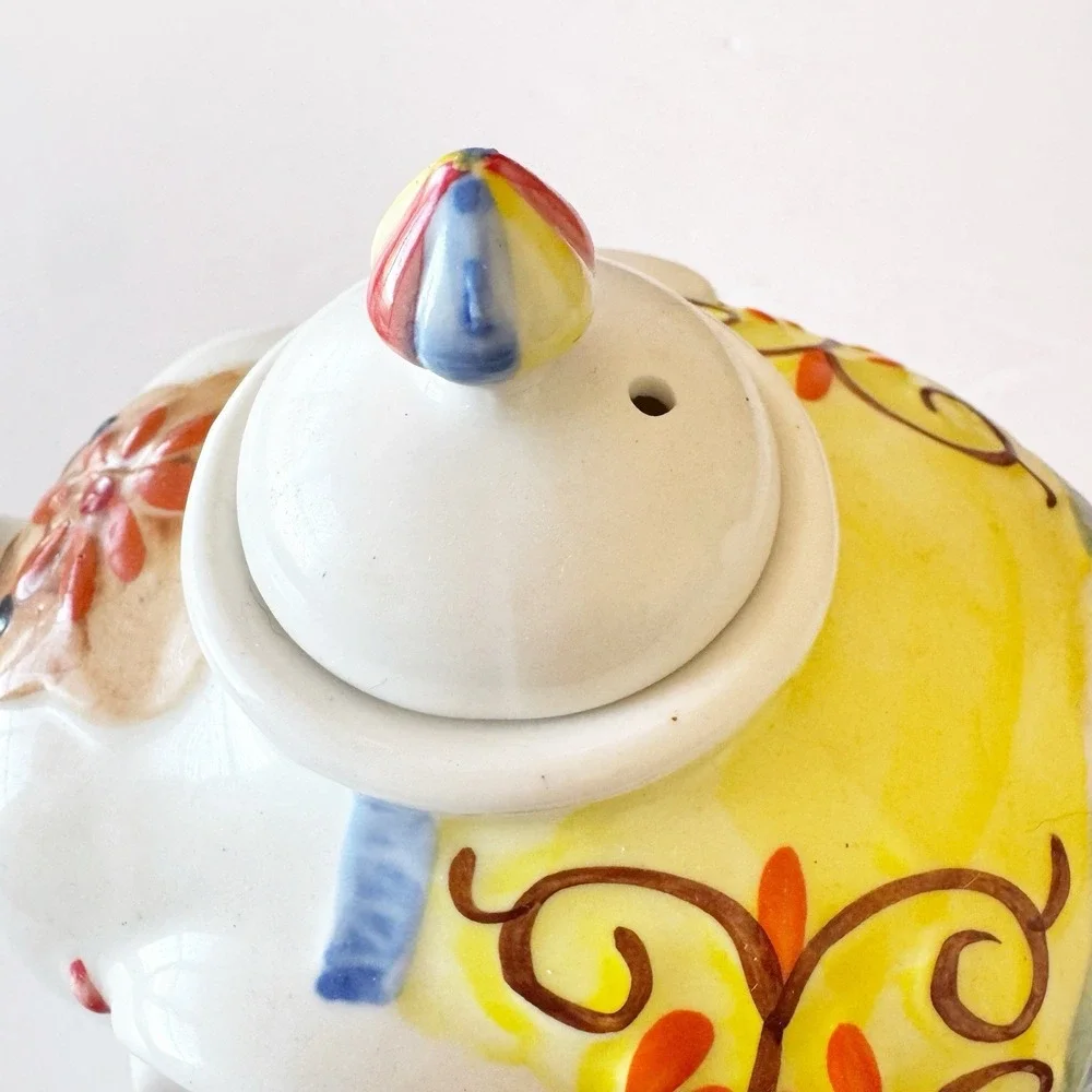 Nature's Home Colorful Elephant Ceramic Tea Pot Boho Circus Raj Bohemian Kitchen